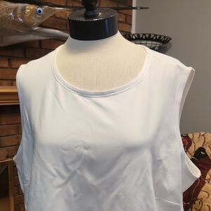 Eileen Fisher White Organic Cotton And Spandex  Sleeveless Tank Top Size 3X